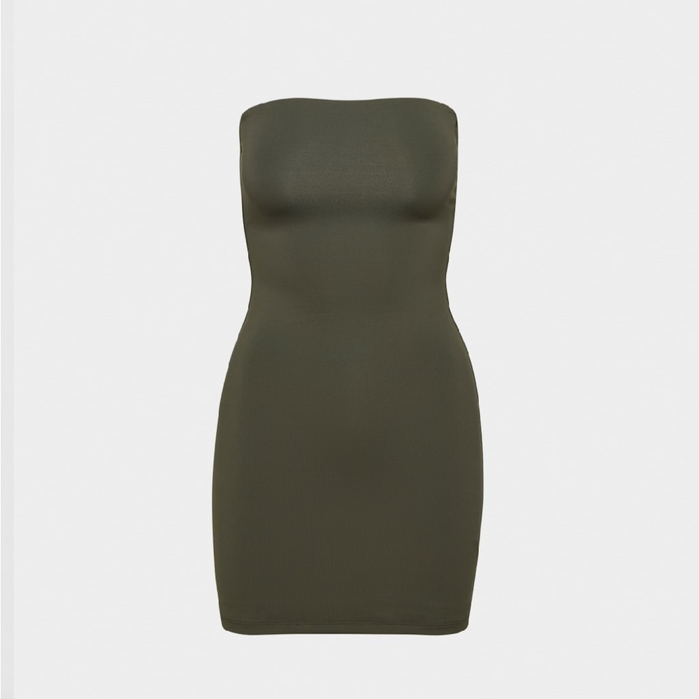 Aritzia contour mini tube dress dark olive